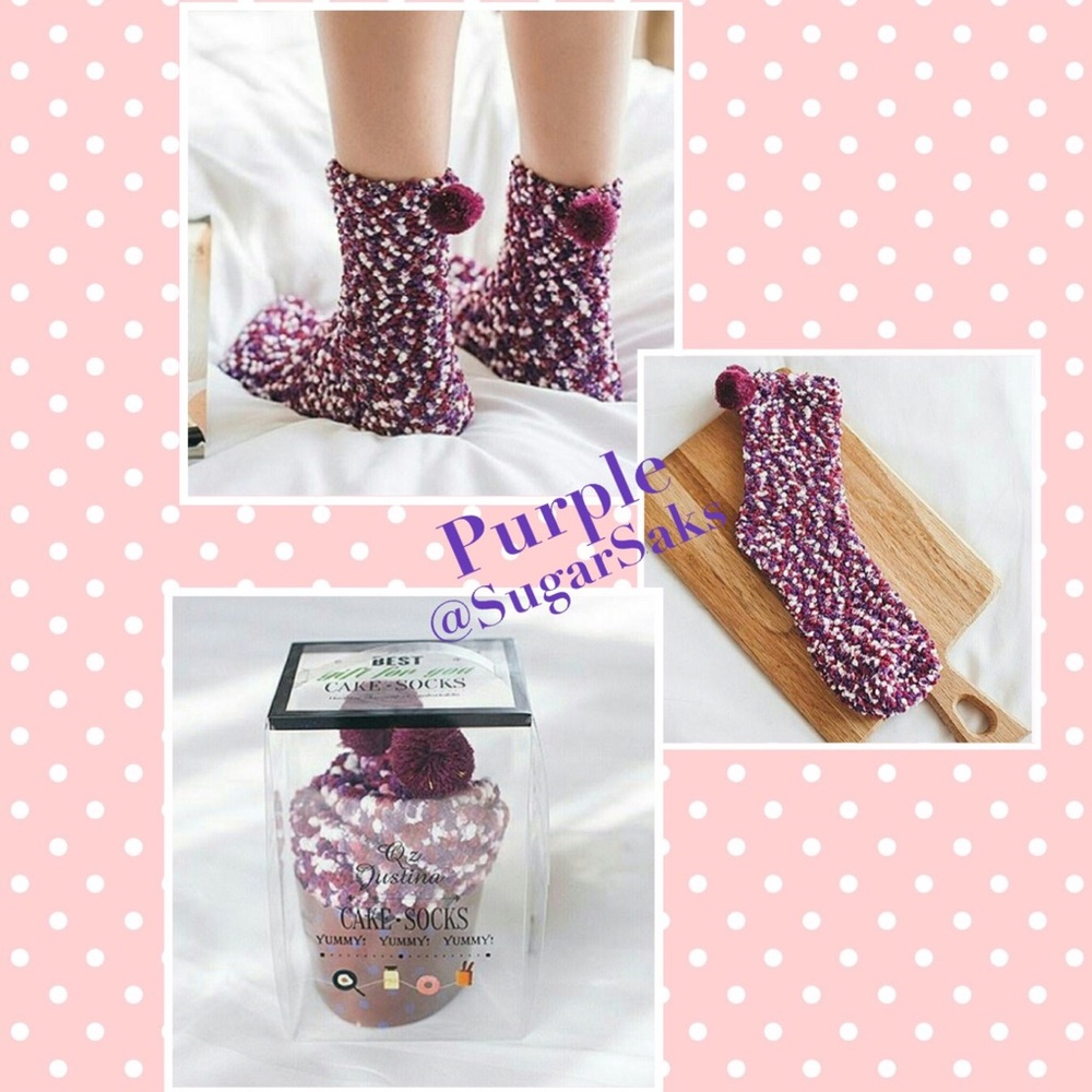 CUPCAKE Pom Pom Fuzzy Socks - Picture 6 of 8